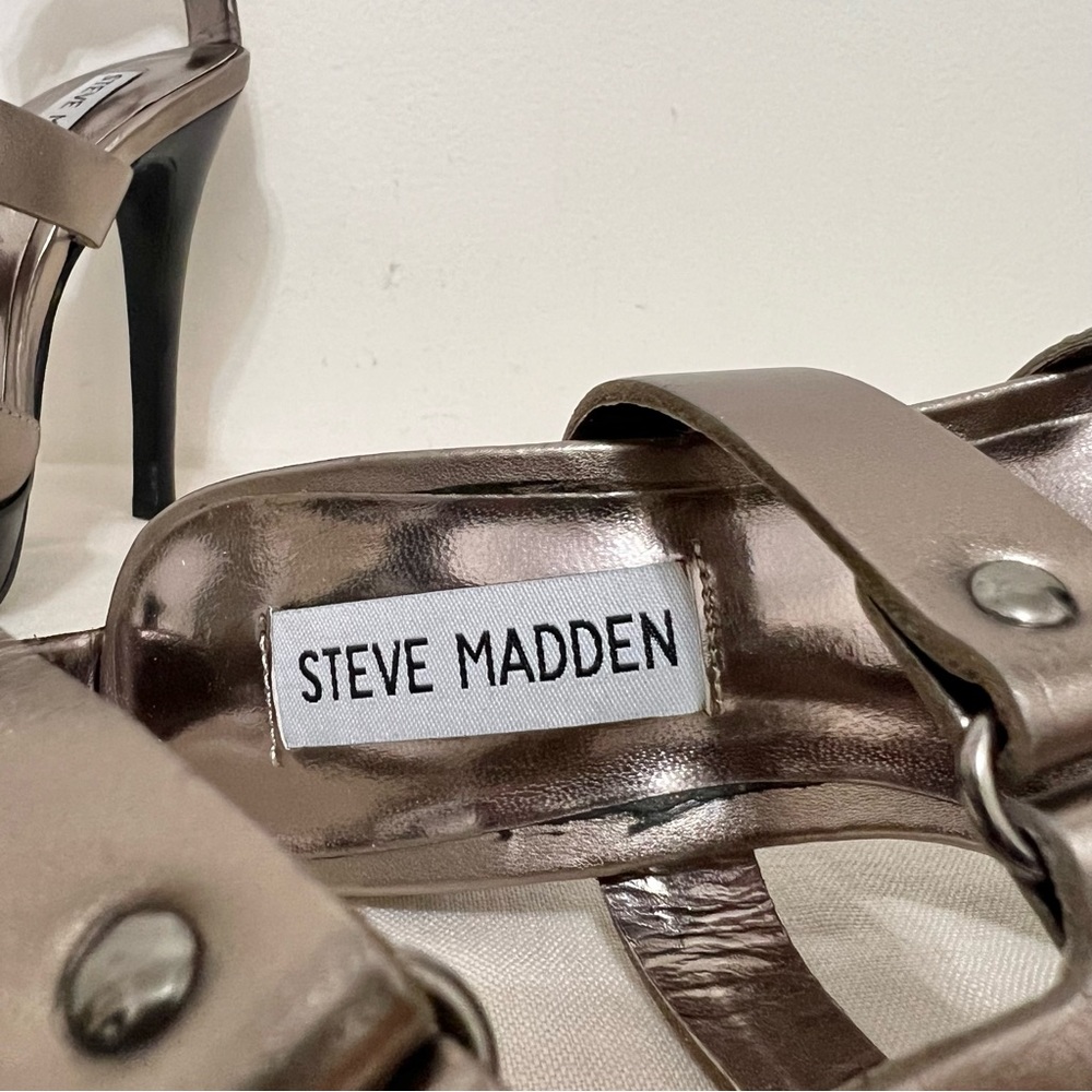 Steve Madden Findd Pewter Stiletto Sandals Mobwife - Picture 7 of 9